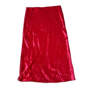 a new day Red Satin Midi Skirt - Size L